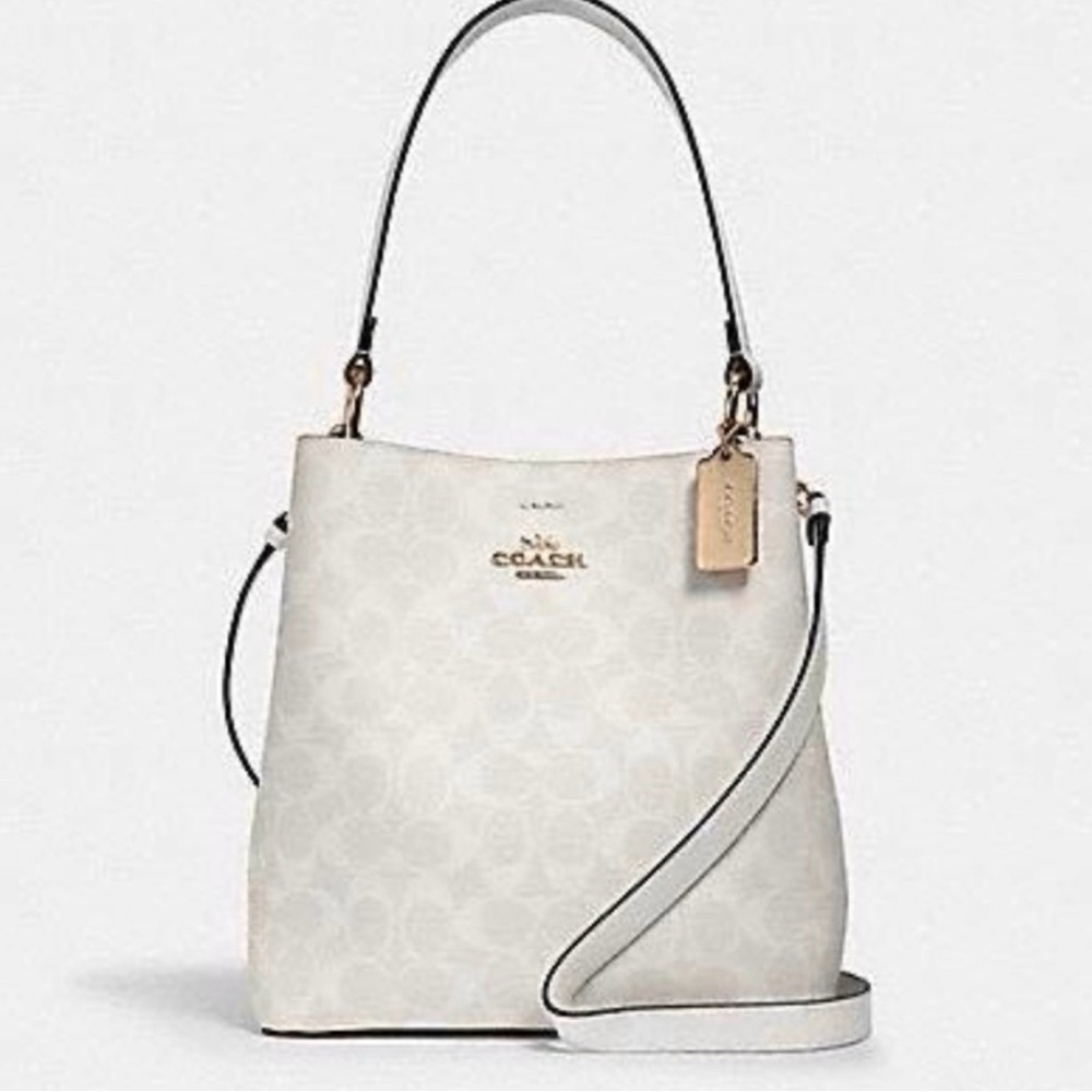 COACH Town Bucket Bag In Glacier White Signature Canvas - Picture 8 of 9